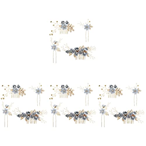 jojofuny 16 peças pente de videira, tiara de menina Blueflower garfo feminino cristal vintage cabeça