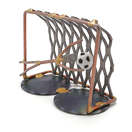Soccer Goalie Net With Man Collectible Handmade Metal Art Figurine, Desk Accessories, Trophy, Boss Gift, Office Décor, Business Professional, Sports #TOP1