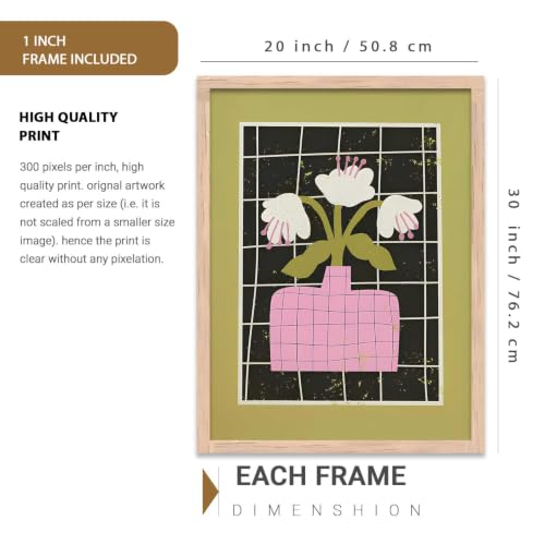 Image of kotart Boho Art Home Decoration Painting | Aesthetic Paintings With Frame For Living Room Bed Room Hotel Wall Decor Digital Reprint Set of 3 (20x30 Inch)