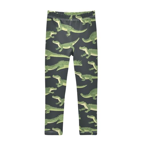 Crocodile Green Wildlife Girls Casual Leggings for Kids Printed Long Pant Bottoms Stretch and Soft