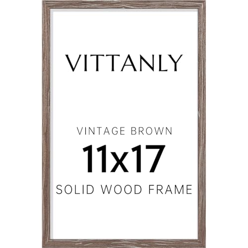 Vittanly 11x17 Picture Frame, Solid Wood Frame with Plexiglass, 1 Pack