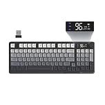 FREEWOLF M96 Wireless Gaming Membrane keyboard, Knob Control BT/2.4G Wireless, Mechanical Feeling, RGB LED Backlit with Display Screen, PBT Keycap, 3000mAh, US Layout for Win/Mac - Black Gradient