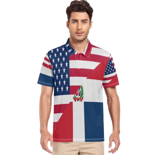 Polo col homme drapeau États-Unis République dominicaine