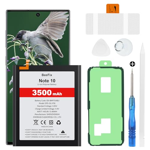 Beefix Batería para Samsung Galaxy Note 10 (N970F), 3500 mAh de alta capacidad, batería de repuesto para Galaxy Note 10 (EB BN970ABU) con herramientas de reparación profesionales