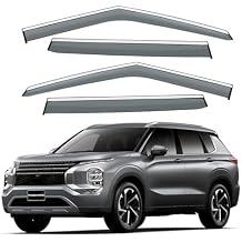 Compatible with Mitsubishi Outlander 2022-2026 Rain Guards Wind Deflectors Anti-Rain Window Visors with Stainless Steel TrimNoise Reduction&All-Weather Protection Out-Channel Style