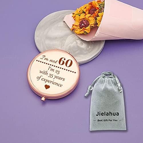 Jielahua 60th Birthday Gifts for Women Rose Gold Compact Mirror Funny 60th Birthday Gifts for Grandma Mother Aunt Wife 60 Year Old Birthday Gifts for Sister Best Friend Bestie Coworker Boss