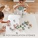 Comfy Cubs Stacking Rocks 36 Pieces, 36 Months+, Educational Toddler Stacking Blocks, Promotes Imagination, Balance & Fine Motor Skills - Wooden Rocks Sensory Toys Gift for Kid, Neutral Pack