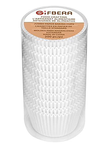 Jumbo White Cupcake Liners Greaseproof Paper 200-Count - Gifbera Odorless Muffin Baking Cups Cupcake Wrappers For Wedding Birthday Celebration Occasion #TOP5