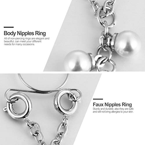 HEALLILY 1 par de anéis de mamilo de pérola para mamilos pendurados para joias de aço inoxidável sem