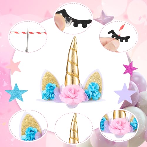 Yamitora Einhorn Tortendeko Set mit 32 Teilen für Kuchen, Bild 3 von 6