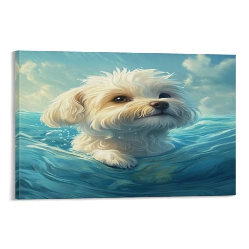 Impression sur toile Bichon Frisé pour décoration murale chambre