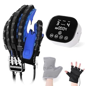 Rehabilitation Robot Gloves Hemiplegia Hand Stroke Recovery Equipment, Hand Dysfunction Training Device for Stroke, Finger Orthosis for Finger Cramps (M – Left)