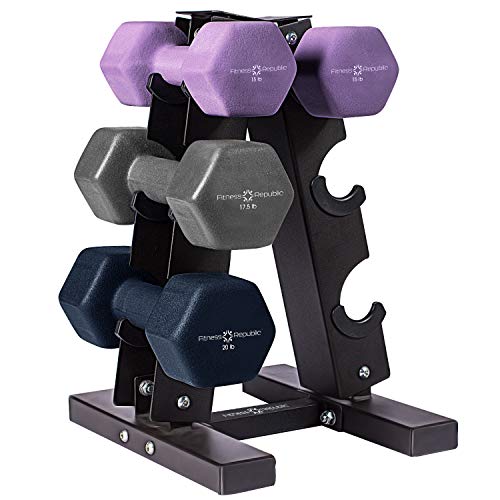 Fitness Republic Solid Steel Dumbbell Rack Holder, A-Frame Dumbbell Storage Racks, Dumbbells Tower Set For Home Gym Exercise, 3 Tier Weight Racks For Dumbbells, Weight Tower, 3 Dumbbell Holder #TOP7
