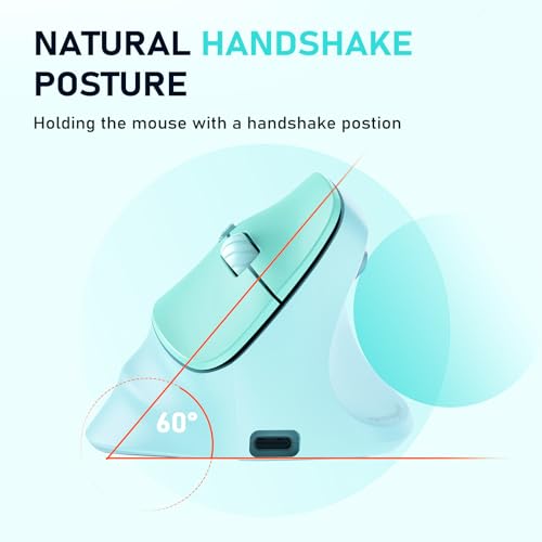 Image of MEETION Ergonomic Wireless Vertical Mouse, Rechargeable, Green
