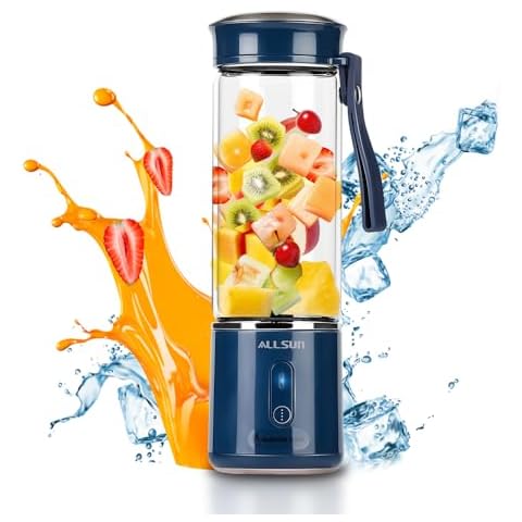 ALLSUN Portable Blender 270W Personal Blender for Shakes and Smoothies, 16 Oz Travel Cup with Lid and 6 Sharp Blades, 2400mAh USB-C Rechargeable Handheld Juicer Cup for Office/Kitchen/Gym/Outdoor Cover