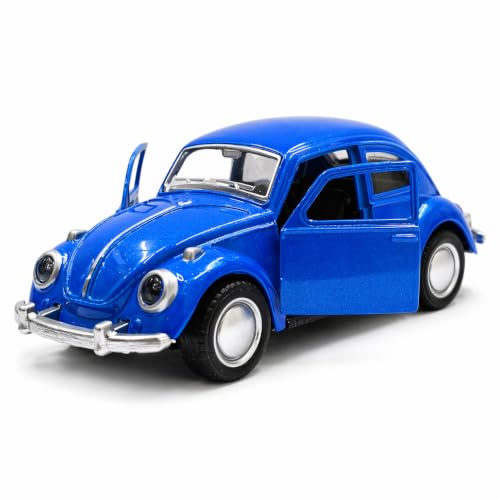 Image of 1:36 Scale 1967 Classic VW Beetle Die-Cast Pull Back Toy Car with Openable Doors, Metal Body Collectible Model for Kids & Adults, Blue