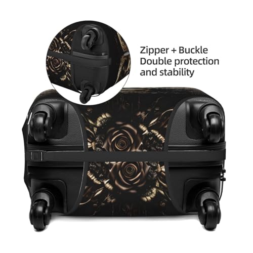 Gold Rose Skull Travel Luggage Covers - Elasticity Suitcase Covers Protector for Luggage 18-32 Inch3