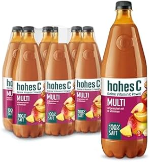 hohes C Multivitamin (6 x 1l), 100% Saft, Apfel, Orange, Ananas, Maracuja, Mango, 9 Vitamine, ohne Zuckerzusatz laut Gesetz, vegan