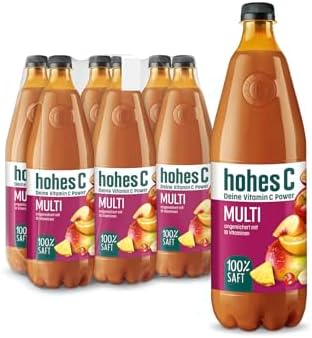 hohes C Multivitamin (6 x 1l), 100% Saft, Apfel, Orange, Ananas, Maracuja, Mango, 9 Vitamine, ohne Zuckerzusatz laut Gesetz, vegan