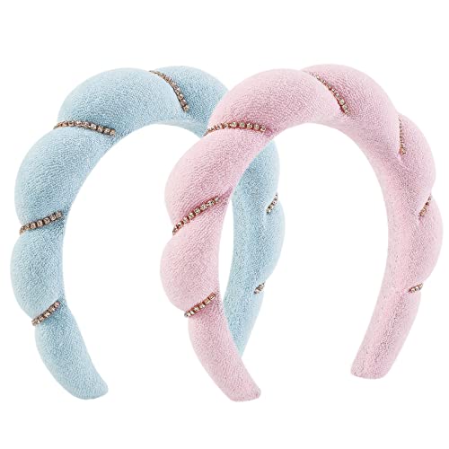 Neegaurd Spa Headband for Women, Set of 2 Terry Cloth Sponge Spa Headbands for Washing Face or Facial, Puffy Makeup Headbands for Wash Face, Shower, Skincare, Mask, Makeup Removal