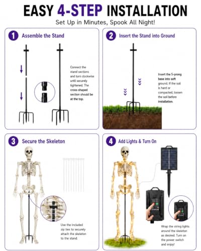 Halloween Skeleton Stand Kit & Solar String Lights,【Skeleton Not Included】 - image 9