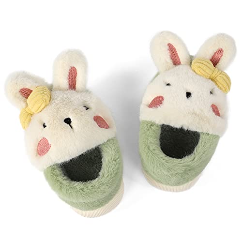 Cheerful Mario Invierno Pantuflas Para Niño Niña Con Cálido Felpa Forrada Animales Zapatillas de Estar por Casa para Niños Pequeño Bebé Cómodos Antideslizante Verde Conejito 29/30 EU Cover
