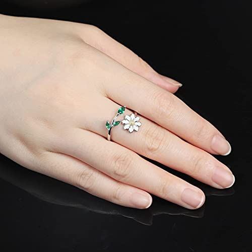 925-Sterling-Silver Daisy Sunflower Ring For Women ​- Cute Leaf Flower Adjustable Ring, Give Back To Customers With A 30% Discount #TOP3