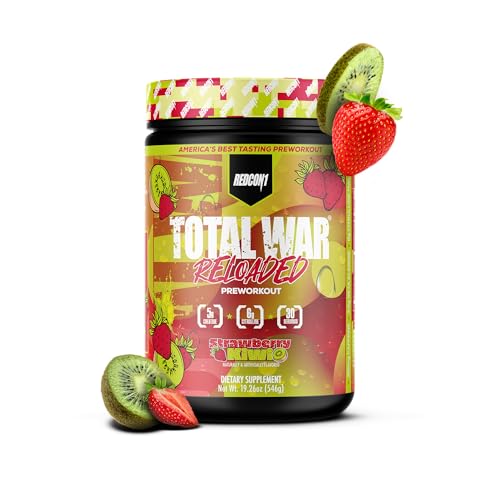 REDCON1 Total War Reloaded Pre Workout, Strawberry Kiwi - Creatine, Beta Alanine + L-Citrulline