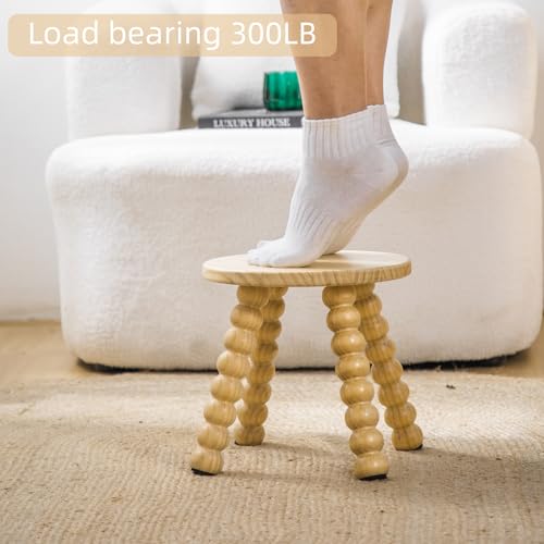 image for HuiDao Solid Wooden Step Stool for Kids Adults, 10 inch Short Chair Pe