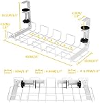 2 Packs Cable Management Tray Clamp Mounted, 40cm No Drill Under Desk Organizer for Wire Management Stackable Handle Metal Holder for Office Kitchen PC Home to Cover and Hide Power Strips