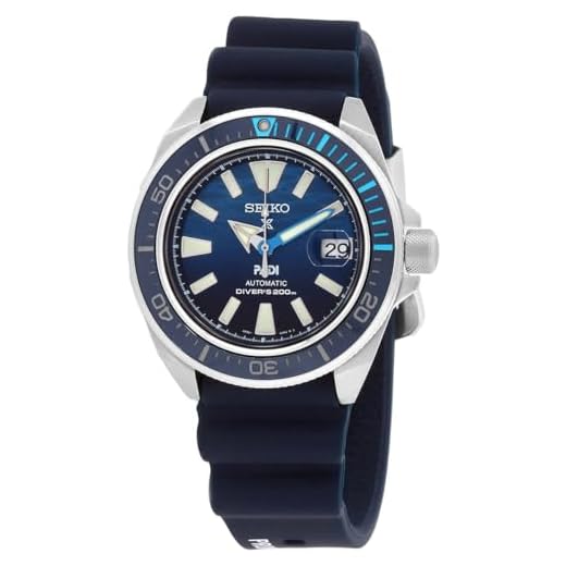 Relógio analógico automático masculino SEIKO com mostrador azul e pulseira de silicone preta Prospex PADI, edição especial