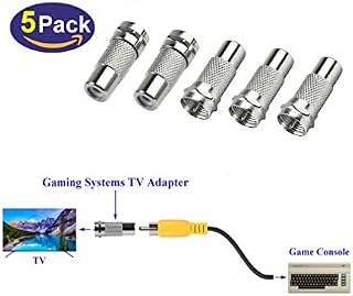 VISTRIC (5-Pack) F-Type Male Plug to RCA Female Jack RF Video Cable Adapter