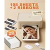HPRT CP4100 4x6 Photo Printer with 108 Sheets & 2 Ribbons, Full-Color Thermal Dye Sublimation Wi-Fi Printing, Portable Instant Picture Printer for iPhone/Android, AR Video, Fun App, Home Use, Beige