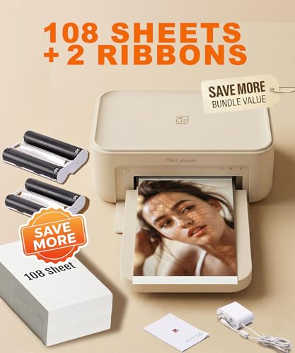 Image of HPRT CP4100 4x6 Photo Printer with 108Sheets & 2 Ribbons, Full-Color, Wi-Fi