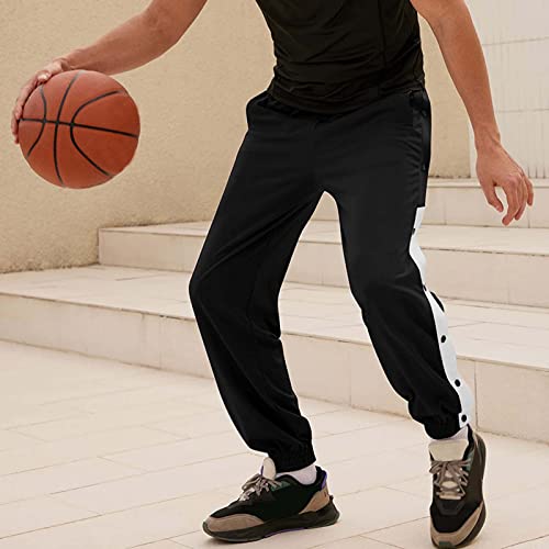 MYNKYLL Calça de basquete masculina Tear Away atlética corrida solta jogger com bolsos calça masculi