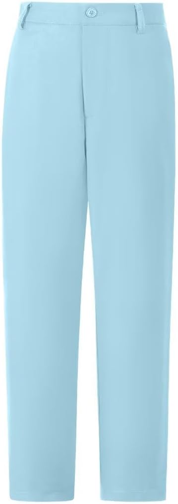 Calça social para meninos para crianças, frente lisa, uniforme escolar, calça com cintura ajustável