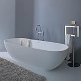 Bathtub Freestanding Modern Oval Whirlpool - Trend 59-69 inch Glossy White Acrylic Stand Alone Soake