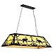 7PM 48-inch Tiffany Pool Table Light, 4-Light Billiard Table Light for 7' 8' Table, Billiard Island Chandelier for Game Room, Farmhouse Linear Chandelier for Kitchen Dining Room, Cabin Wildlife Style