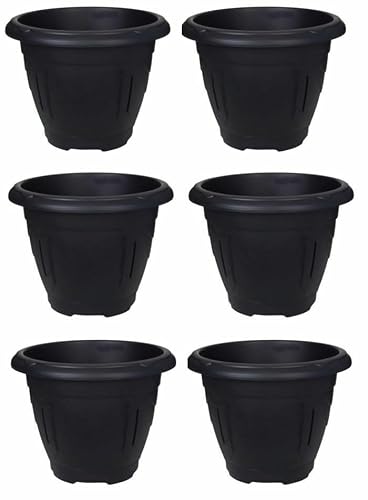 Image of Whitefurze Traditional Design Round Venetian Planter 24cm Black (Pack of 6)