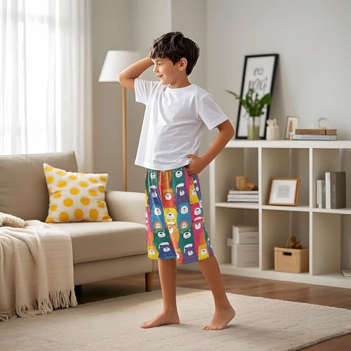 ALAZA Bear Colorful Cartoon Pajama Shorts Sleep Shorts Pant Lounge Pajama Bottoms Elastic Waist with Pockets4