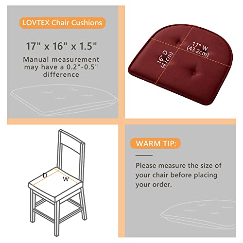 Lovtex Chair Cushions For Dining Chairs 6 Pack, Non Slip Chair Pads For Dining Chairs, Kitchen Chair Cushions 17 X 16 X 1.5, Burgundy Seat Cushions #TOP2