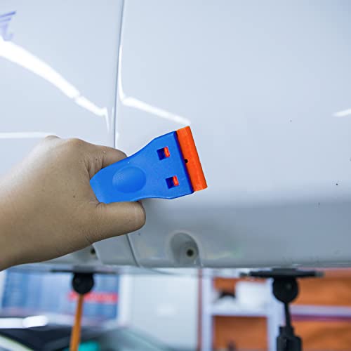 Plastic Razor Scraper Tool with 10 Plastic Razor Blades, Car Sticker Remover for Removing Glue Sticker Decals, Scraping Stickers, Labels and Decals from Glass, Windshields A3SSGD (Blue) - Image 2