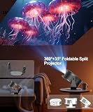 Magcubic Mini projektor 4K, 360°+35°, składany projektor dzielony, 260 ANSI Wi-Fi 6 i Bluetooth 5.4, automatyczna korekcja trapezu i ręczna regulacja ostrości do kina domowego