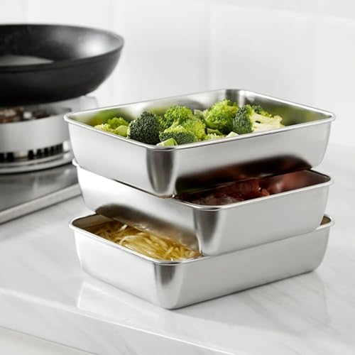 Image of Fridge Storage Box Stainless Steel Food Storage Containers | Food Grade, Leakproof Kitchen Organizer | Freshness Locking, Microwavable & Freezer Safe (2000 Ml Pack of 3)