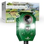 2 Pack Solar-Powered Ultrasonic Animal Repellent with Motion Sensor, Waterproof Cat Deterrent with LED Flashing Lights, Perfect for Outdoor Yards, Effective to Repel Cats, Coyotes, Raccoons, and Deer.