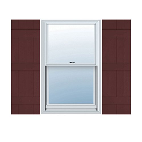 14"W x 67"H Lifetime Vinyl, Standard Four Board Joined, Board-n-Batten Shutters, w/Installation Shutter-Lok's & Matching Screws (Per Pair), Bordeaux