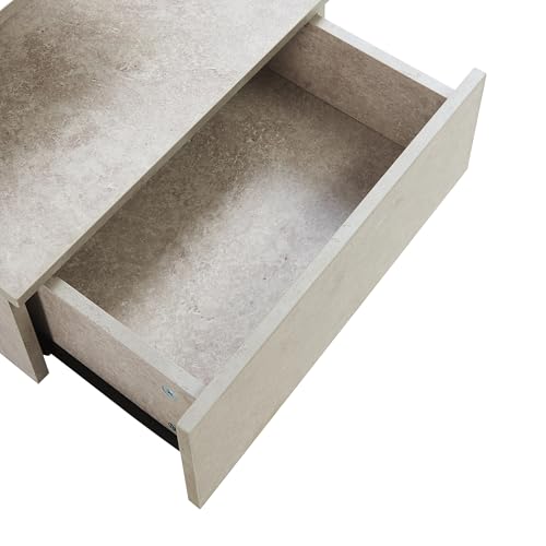 [en.casa] Étagère Murale avec Tiroir Rangement Table de Nuit Chevet Suspendue Design Intemporel Capacité de Charge 5 kg Panneaux de Particules 40 x 35 x 31 cm Effet Béton Clair – vue 9