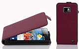 Cadorabo Hülle kompatibel mit Samsung Galaxy S2 / S2 Plus Hülle in Bordeaux LILA Handyhülle aus Strukturiertem Kunstleder im Flip Hülle Cover Schutzhülle Etui Tasche