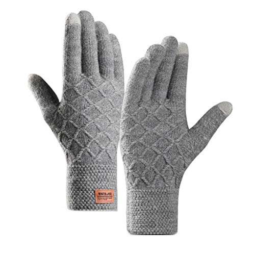 Dsxnklnd Luvas de lã para outono inverno masculinas luvas quentes para ciclismo ao ar livre, Cinza,