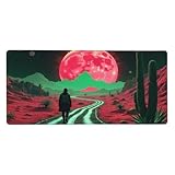 Taille : mesure 40,6 x 90,2 cm pour couvrir plus d'espace de travail comme un grand tapis de souris rétro imprimé lune rouge désert, donnant de la place pour le mouvement de la souris et une configuration du clavier